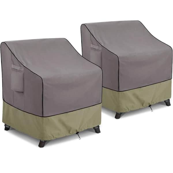 2-Pack Grey Heavy Duty Waterproof Patio Chair Covers-32Wx37Dx36H in..