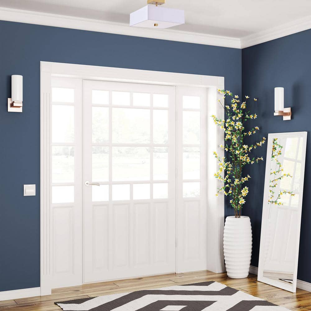 Seren Modern 14'' Black & Aged Brass Semi-Flush Ceiling Light with White Shade