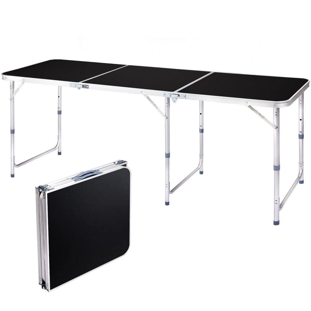 70.8 in. Black Rectangle Aluminum Picnic Tables Seating Capacity 2 without Umbrella Hole price history on PriceWatchPro