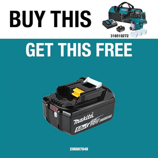 18V LXT Brushless 1 in. Rotary Hammer Kit 5.0 Ah, SDS-PLUS, HEPA Dust Extractor Attachment with 18V LXT Battery 5.0Ah