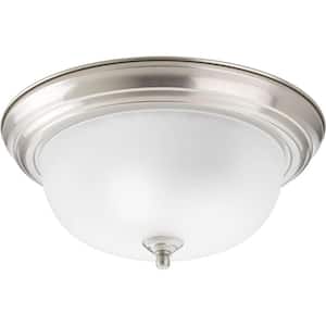 2-Light Brushed Nickel Flush Mount with Etched Glass
