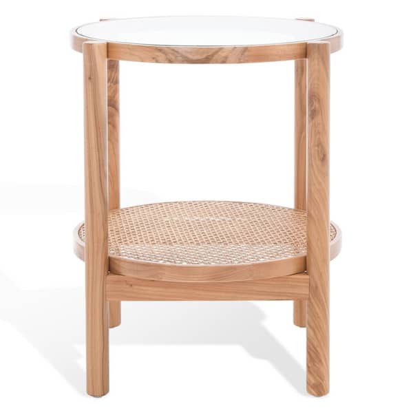 SAFAVIEH Karyna 22.5 in. Natural Round Glass End Table