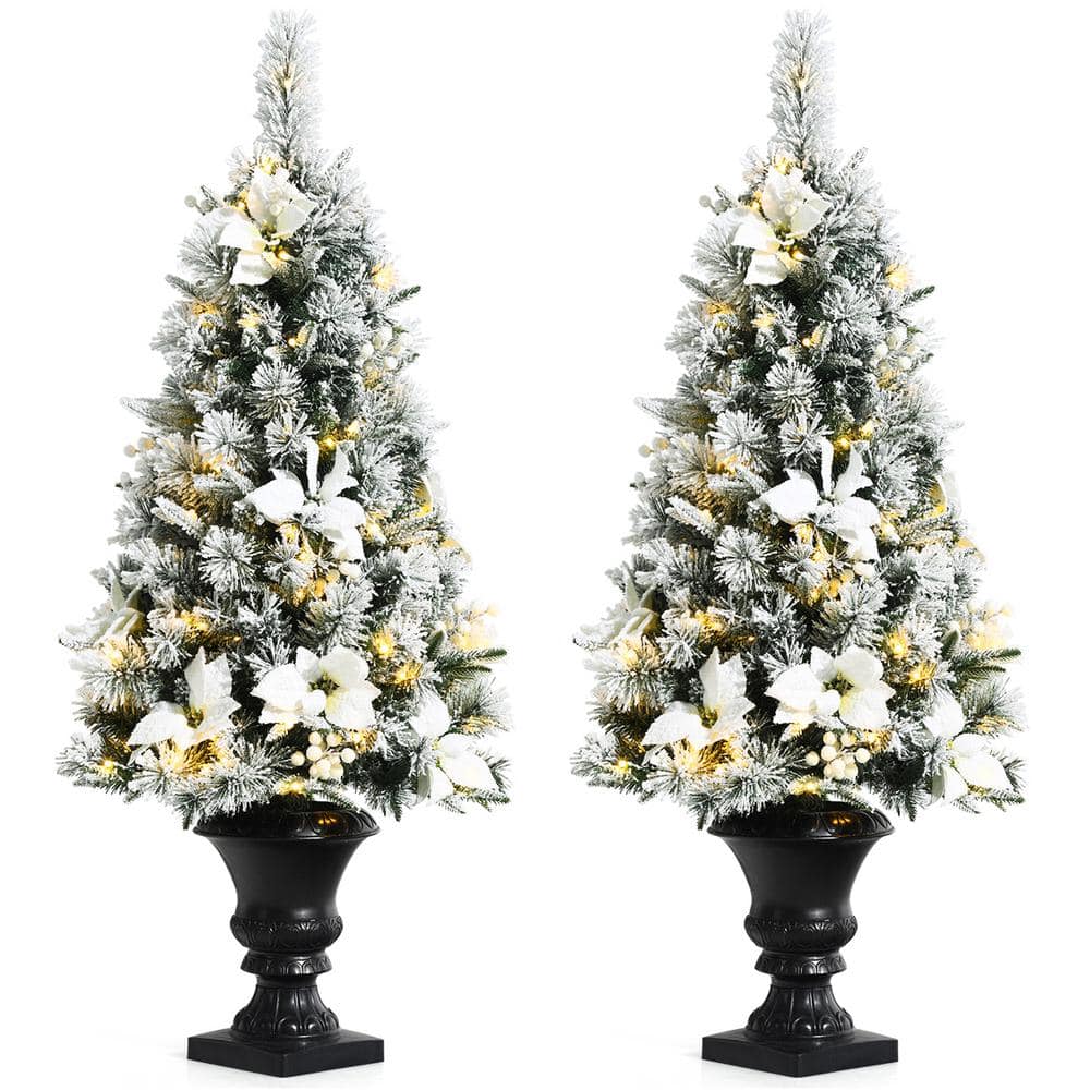 Gymax 6 ft. Pre-lit Snow Flocked Artificial Christmas Tree with Multi-Color  LED Lights GYM08507 - The Home Depot