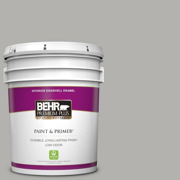 BEHR PREMIUM PLUS 5 gal. #BXC-25 Colonnade Gray Eggshell Enamel Low Odor Interior Paint & Primer