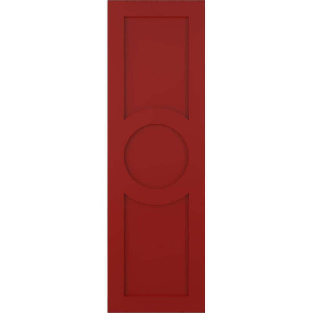 12 in. x 37 in. True Fit PVC Center Circle Arts and Crafts Fixed Mount Flat Panel Shutters Pair in Fire Red price history on PriceWatchPro