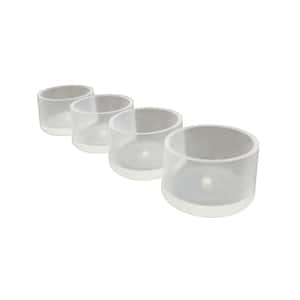 1-1/8 in. Clear Rubber Like Plastic Leg Caps for Table, Chair, and Furniture Leg Floor Protection (4-Pack)