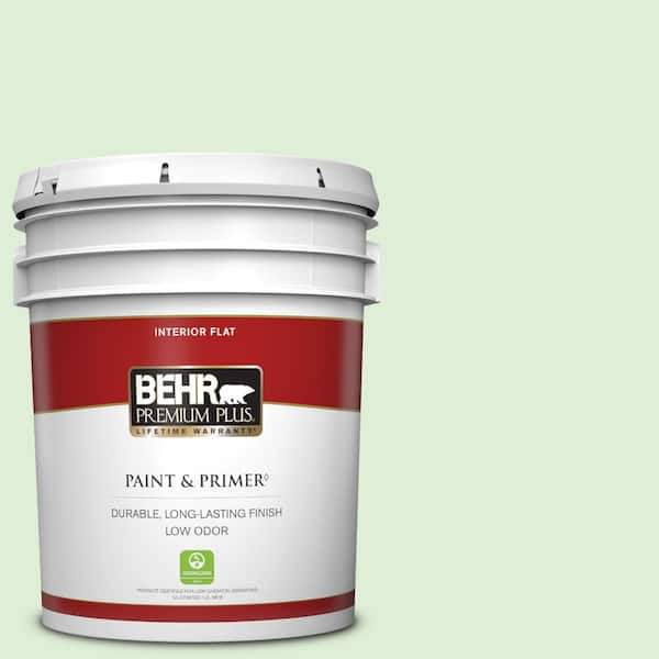 BEHR PREMIUM PLUS 5 gal. #440C-2 Cucumber Crush Flat Low Odor Interior Paint & Primer