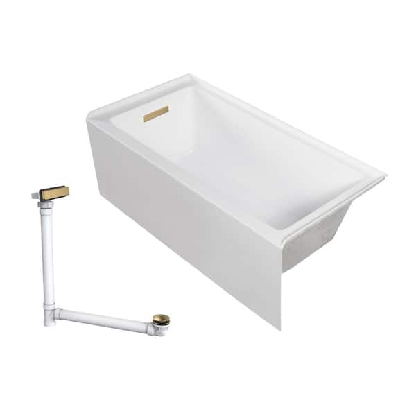 Unity 60 in. x 32 in. Soaking Bathtub with Left Drain in White/Champagne Bronze