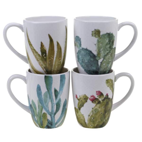 Certified International Cactus Verde 22 oz. Green Graphic Mug (Set of 4)