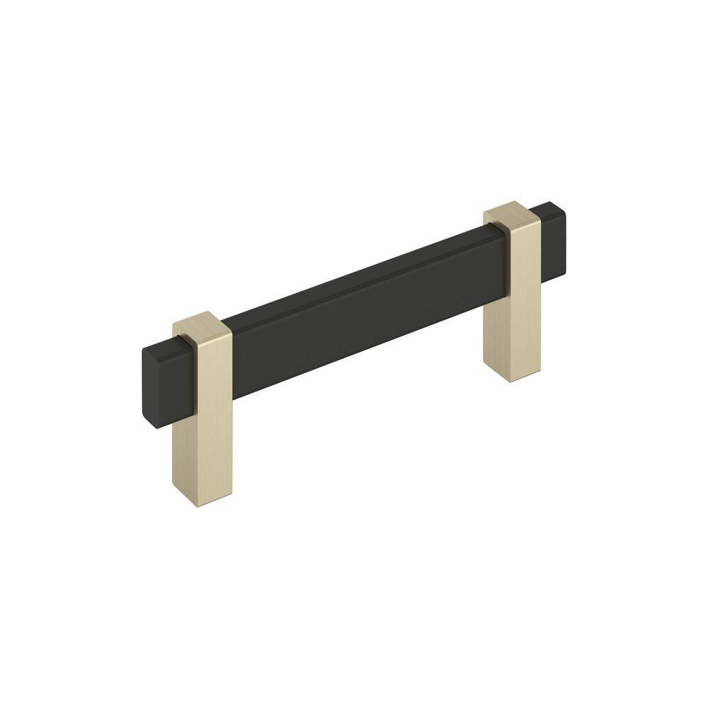 Mulino 3-3/4 in. (96 mm) Center-to-Center Modern Matte Black/Golden Champagne Bar Cabinet Pull price history on PriceWatchPro