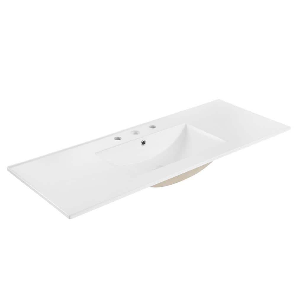 Cayman 48  Single Basin Bathroom Sink in White