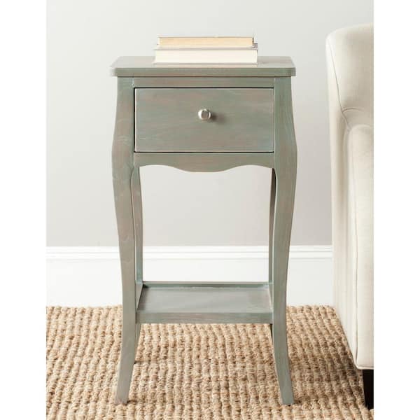 SAFAVIEH Thelma 16.1 in. Gray Wood Storage End Table