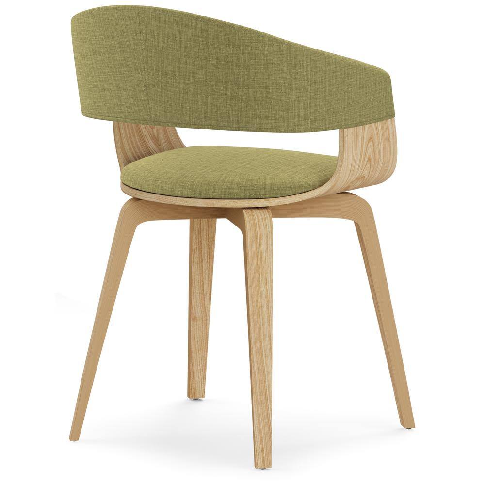 Acid Green Linen Upholstered Arm Chair with Natural Oak