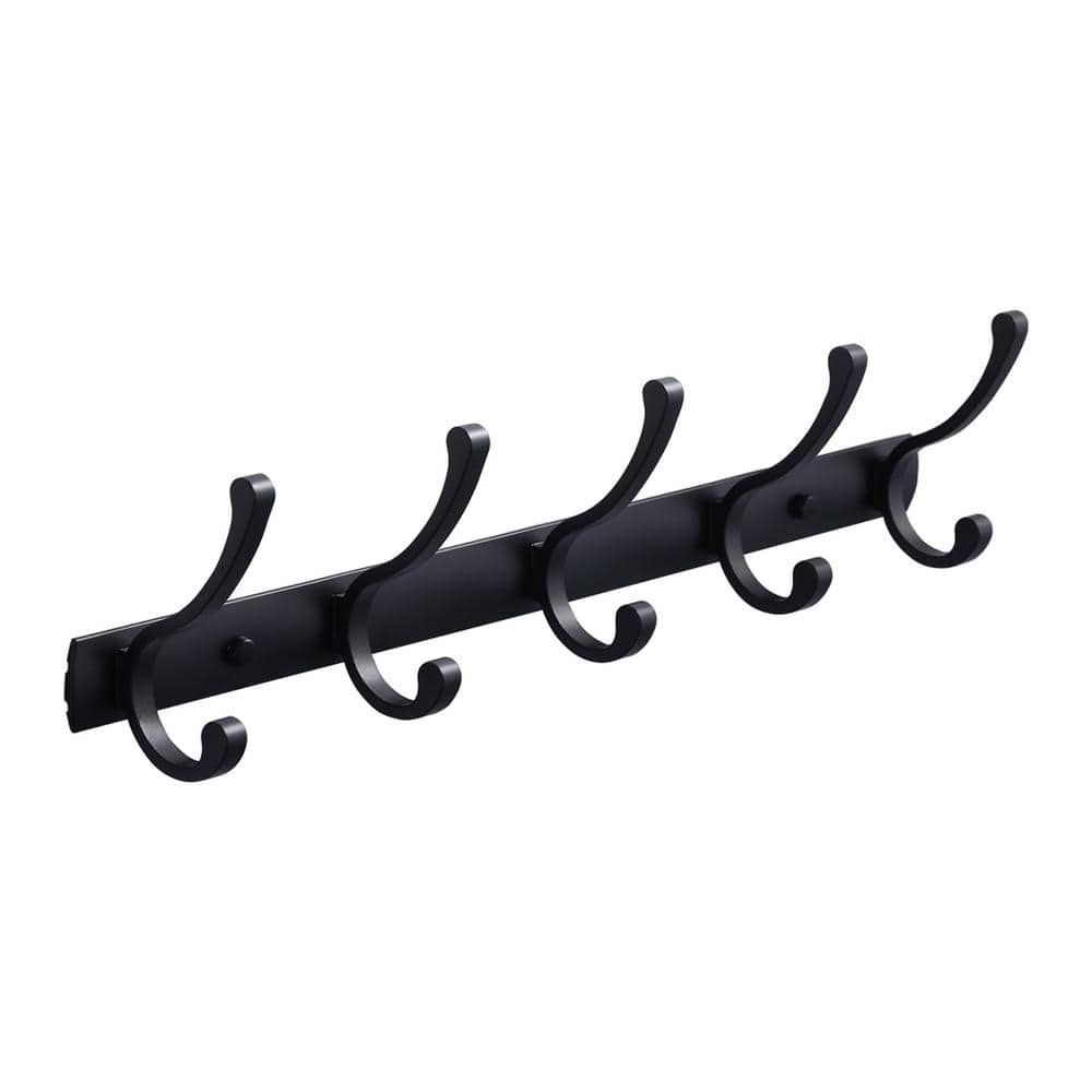 ALEASHA 5 JHook Robe/Towel Hook in Matte Black AL8J889B The Home Depot