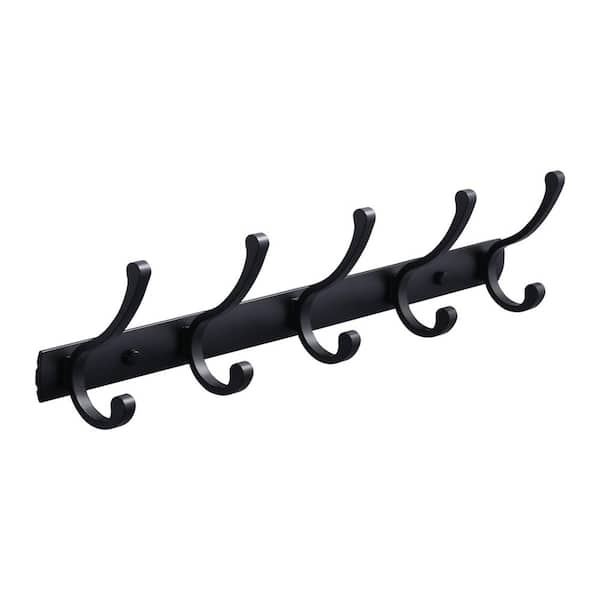 ALEASHA 5 J-Hook Robe/Towel Hook in Matte Black AL-8J889B - The Home Depot