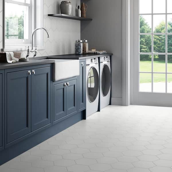 Heksa White 7.87 in. x 9.25 in. Matte Porcelain Floor and Wall Tile (9.93 sq. ft./Case)