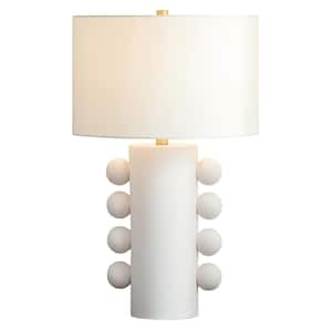 Jurrah 26.75 in. Matte White Ceramic Table Lamp with Fabric Shade