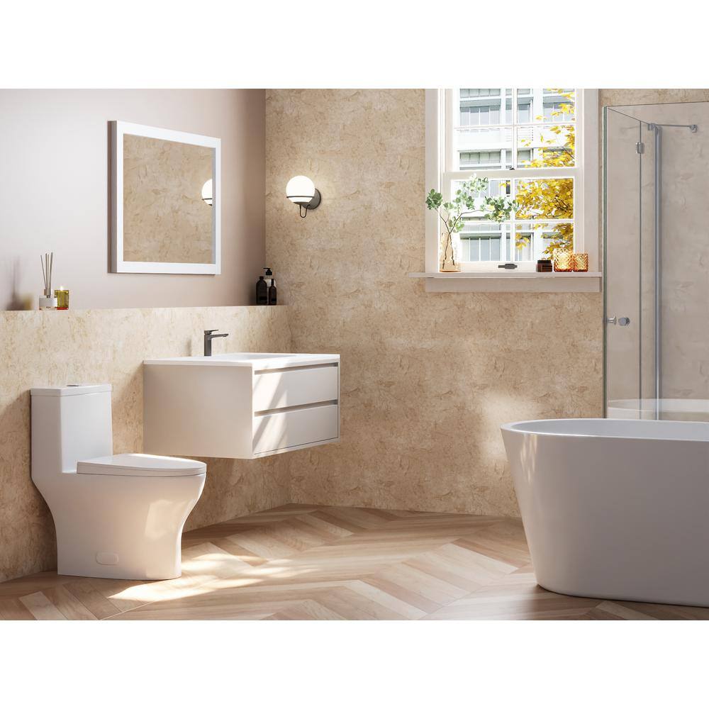 Ally White Ceramic Dual-Flush Elongated One-Piece Toilet