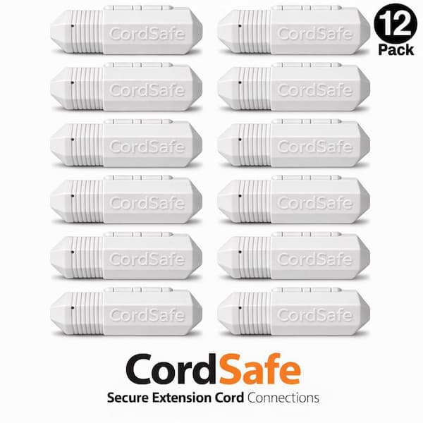 Extension Cord Safety Cover, Plug Protector for Lights, Power Tools, Weather Resistant, Indoor/Outdoor, White 12PK