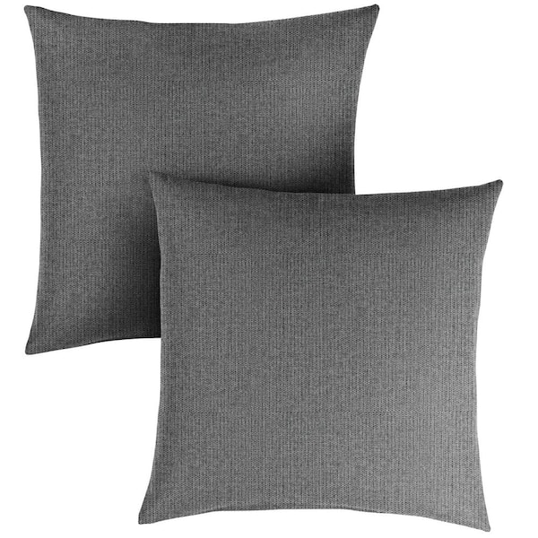 SORRA HOME Sunbrella Revive Charcoal Square Outdoor Throw Pillow (2-Pack)