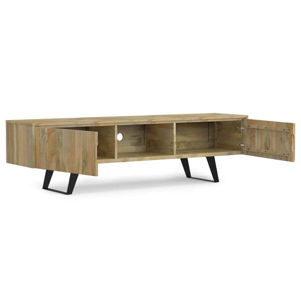 Lowry Natural Mango Wood 72" TV Media Stand with Cabinet
