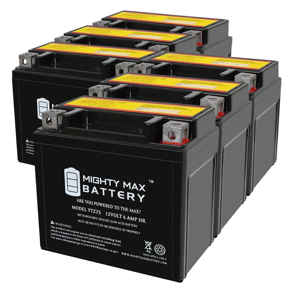 MIGHTY MAX BATTERY YTZ7S 12 Volt 6 AH 130 CCA SLA AGM Motorcycle Battery Pack Of 6