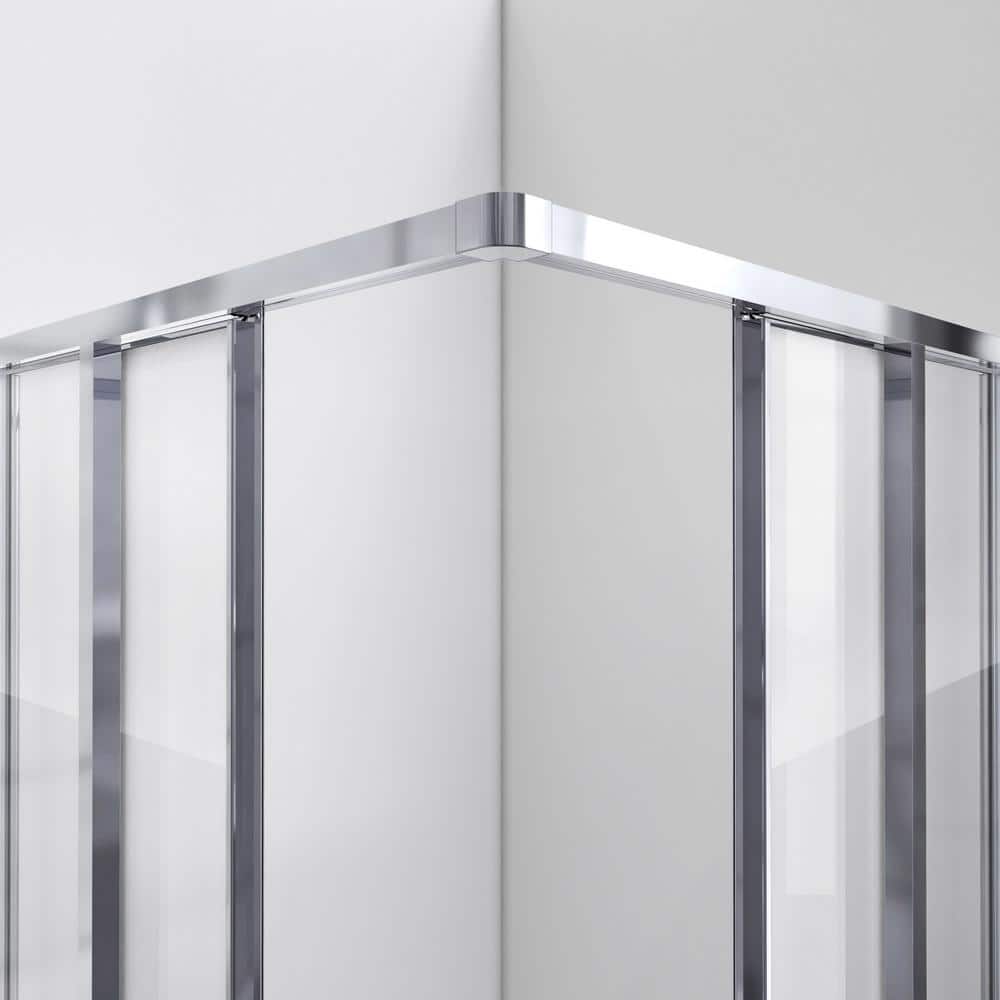 Cornerview 36" x 74.75" Chrome Framed Square Sliding Shower Enclosure