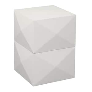 Malibu 14 in. White Wood Square Side Table