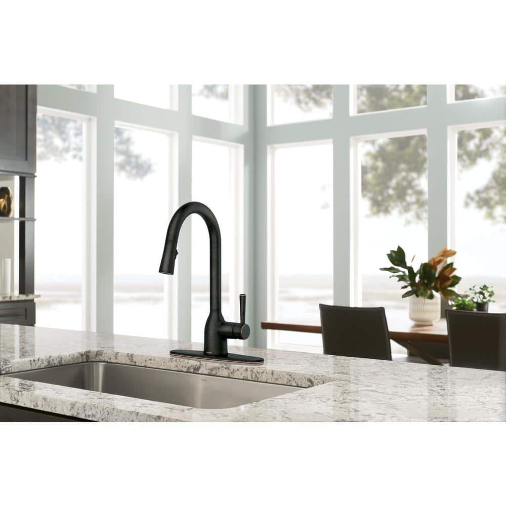 Bronze Transitional Kitchen Faucet with Pull-Out Spray