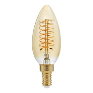 60-Watt Equivalent B11 Dimmable E12 Candelabra Fine Bendy Filament LED Vintage Edison Light Bulb Amber (3-Pack)