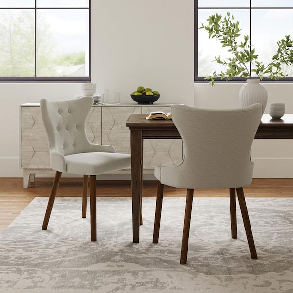 JAYDEN CREATION Susana Ivory Mid-century modern Dining Chair with Button-tufted Set of 2