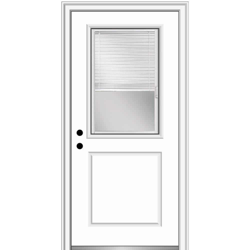 32 in. x 80 in. Internal Blinds Right-Hand Inswing 1/2 Lite 1-Panel Clear Primed Fiberglass Smooth Prehung Front Door price history on PriceWatchPro