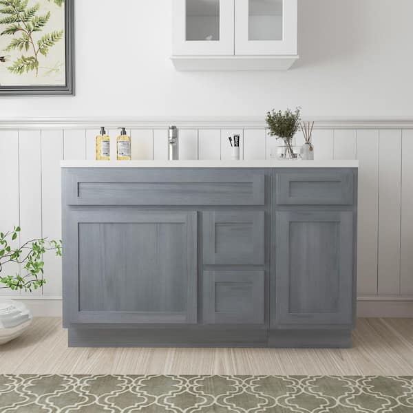 Vanity Art 51 in. W x 21 in. D x 32.5 in. H Bath Vanity Cabinet without Top in Silver
