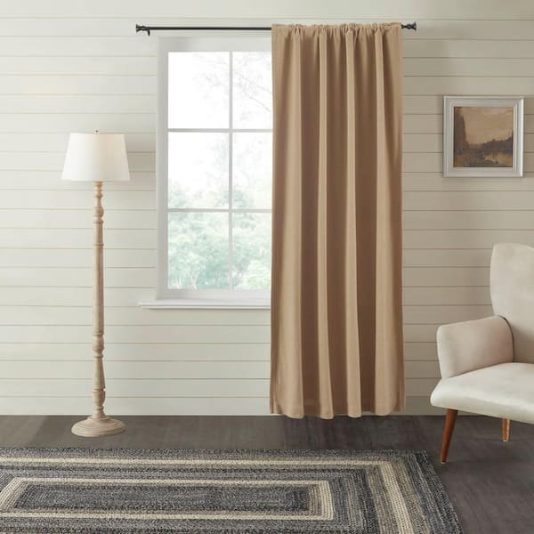 Burlap Natural Tan 50 in. W x 84 in. L Blackout Curtain