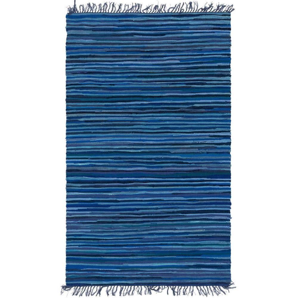 Blue Polypropylene 4 ft. x 6 ft. Striped Indoor Area Rug