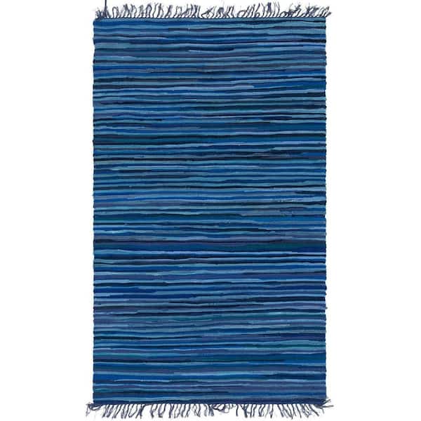 Unbranded Blue Polypropylene 4 ft. x 6 ft. Striped Indoor Area Rug