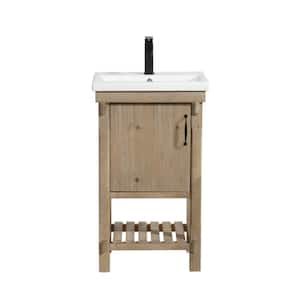 Marina 20 in. W x 15.5 in D Bath Vanity in Weathered Fir with Ceramic Vanity Top in White with White Basin