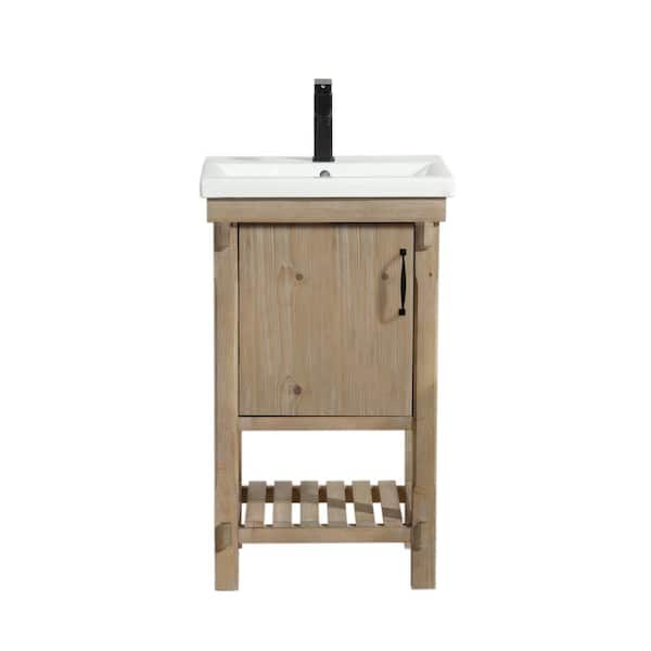 Ari Kitchen and Bath Marina 20 in. W x 15.5 in D Bath Vanity in Weathered Fir with Ceramic Vanity Top in White with White Basin