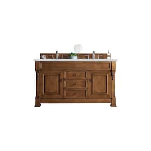 Brookfield 60 in. W x 23.5 in. D x 34.3 in. H Double Bathroom Vanity in Country Oak with Ethereal Noctis Quartz Top