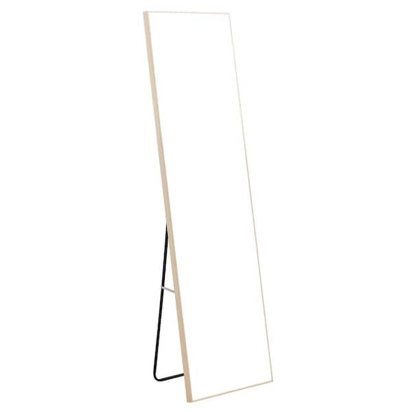 Tatahance Light Brown Wood 17.3 in. W x 60 in. H Rectangle Solid Wood Frame Full Length Floor Mirror