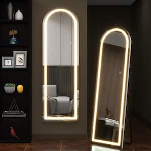 20 in. W x 63 in. H LED Full Length Arched Frameless Mirror in Silver