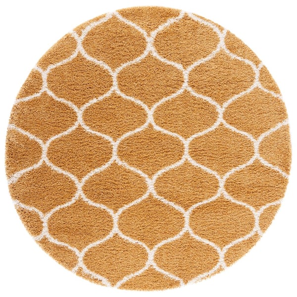 Hudson 7 ft. x 7 ft. Gold/Ivory Geometric Round Rug