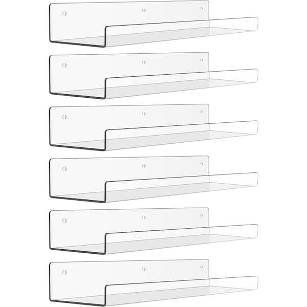 Unbranded 15 in. W x 4 in. D Clear Acrylic Floating Shelves 6-Pack Decorative Wall Shelf
