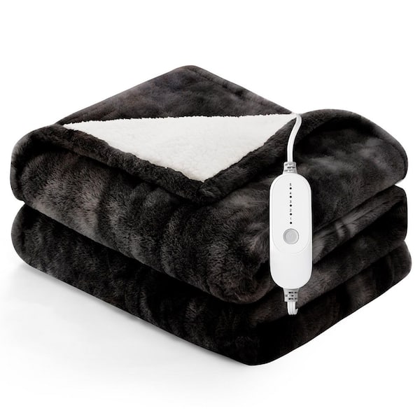 Black Animal Print Polyester Twin Heated Electric Blanket