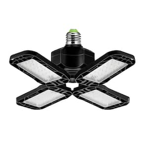 12 in.Adjustable 4-Leaf LED Garage Light - 80W Black, 6000K Daylight, Semi-Flush Mount (2-Pack)