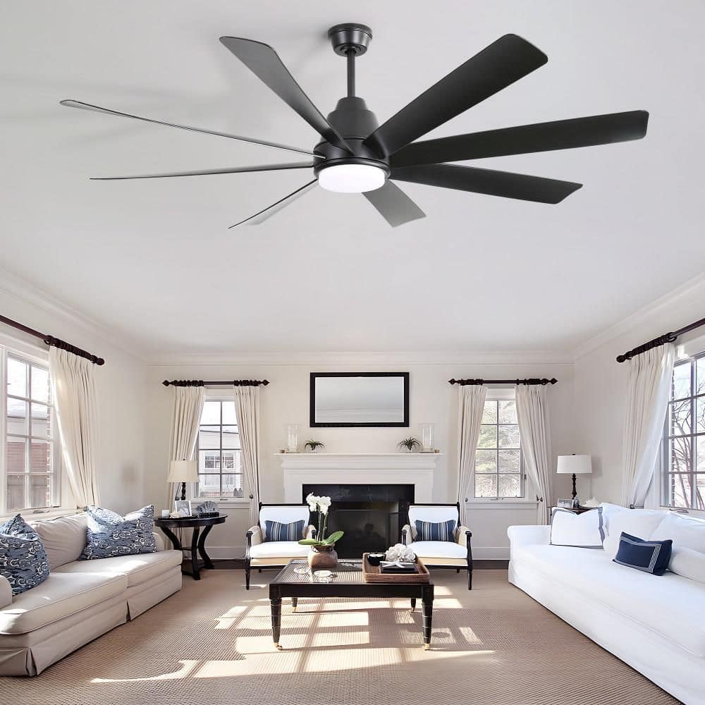 72 in. Indoor Black Downrod Mount Standard Ceiling Fan with Light and Remote Control price history on PriceWatchPro