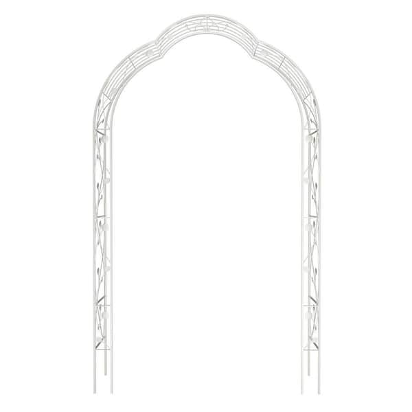 98.4 in. x 59 in. Iron Garden Arbor Trellis in White