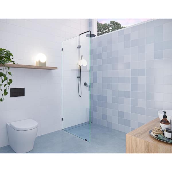 Glass Warehouse Vela 32.5 in. W x 78 in. H Frameless Fixed Single Panel Shower Door in Oil Rubbed Bronze Without Handle
