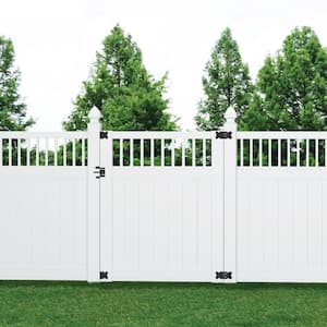 Pro Series 4 ft. W x 6 ft. H White Vinyl Woodbridge Closed Picket Top Privacy Fence Gate