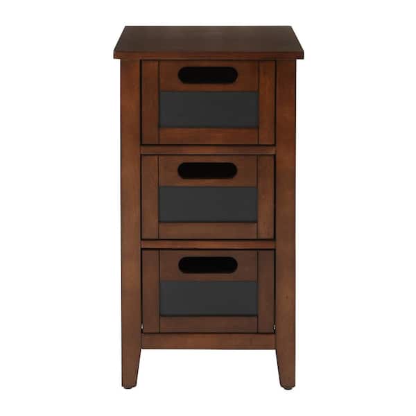 OSP Home Furnishings Avery Chalkboard Chair Saddle Brown Side Table